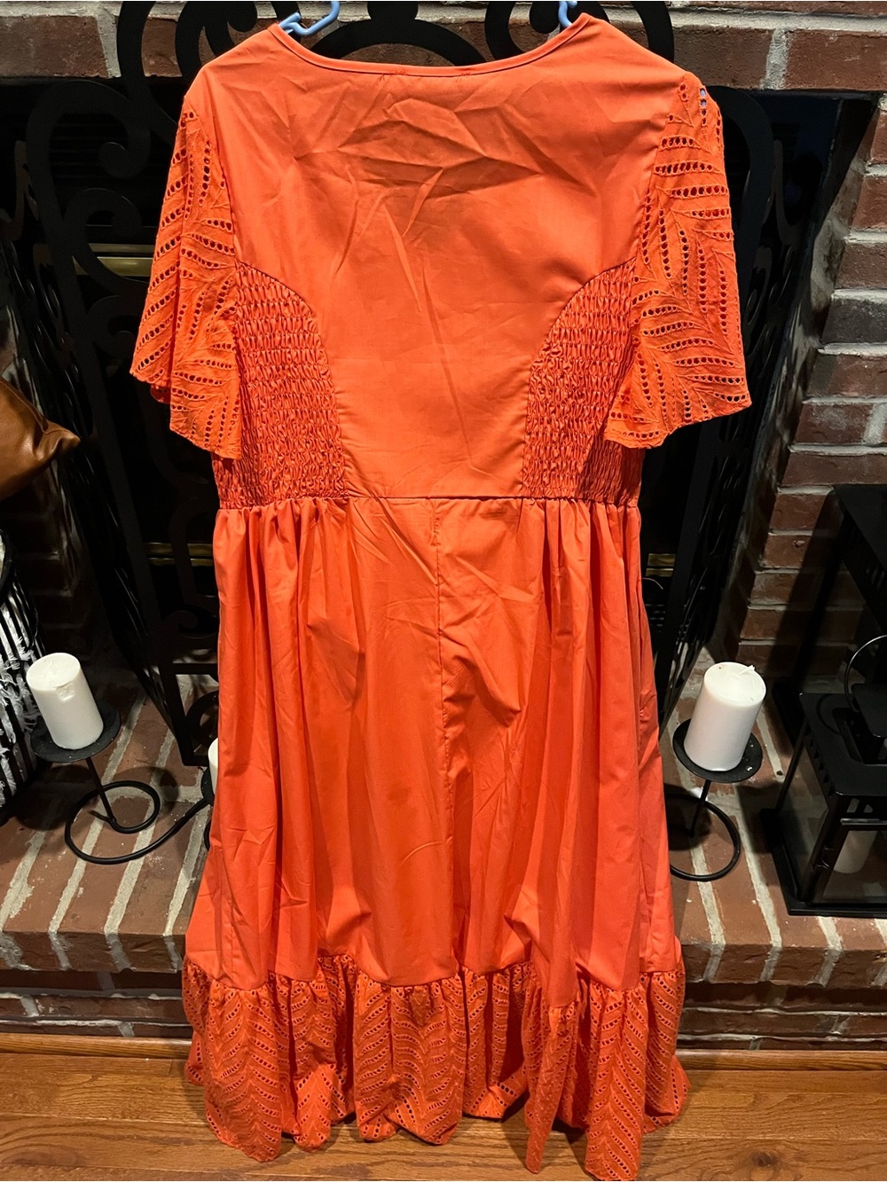 Lapa Plus Size Coral Midi Dress with Flutter Eyelet Sleeves Size:1X NWT - Picture 6 of 8